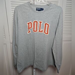 Polo Ralph Lauren Mens's Size Medium Long Sleeve Spellout Embroidered Logo Gray